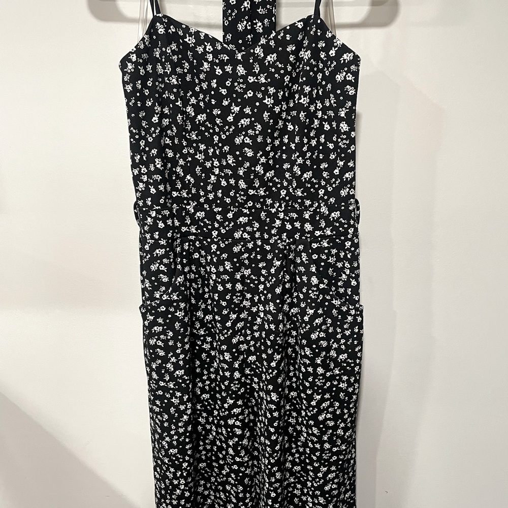 Emerald sundae romper. Long pants, black with white roses.